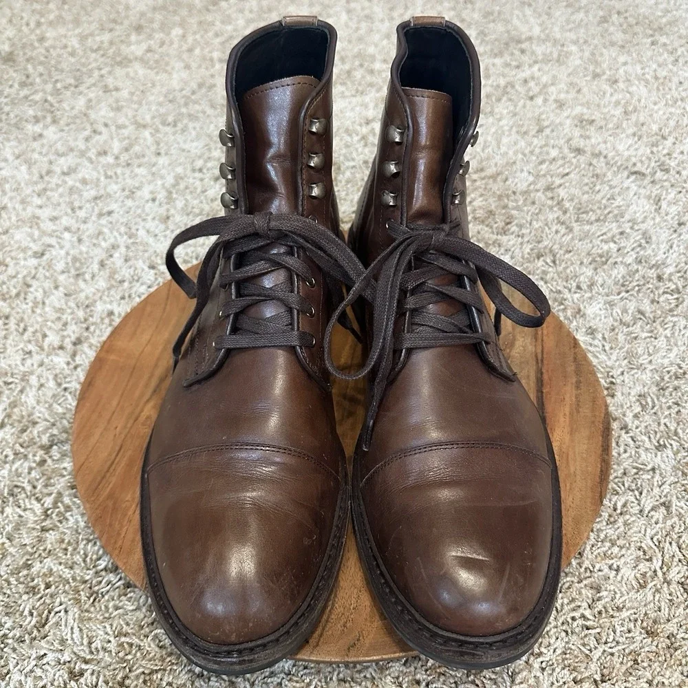 Allen Edmonds‎ LANDON Leather Cap-Toe Lace Up Boots Mens 11.5 Brown Discontinued